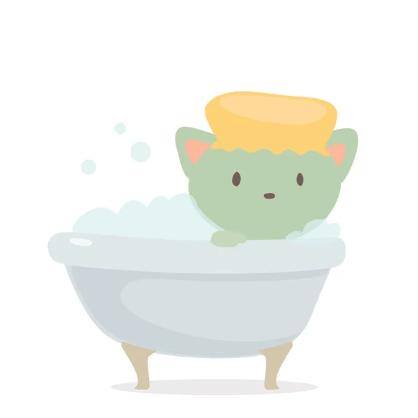 Cute cartoon weinig kat ontspannen — Stockvector