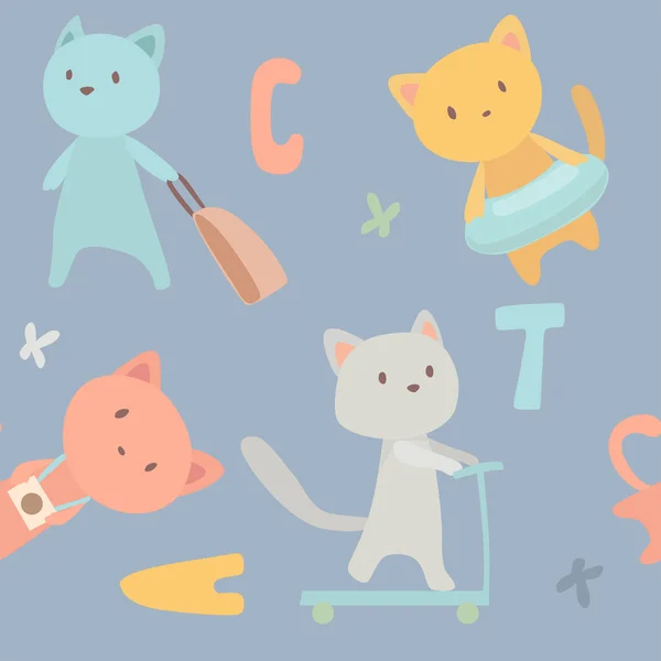 Drôles de chats d'été dans un design plat moderne — Image vectorielle
