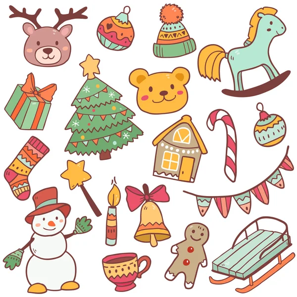 Dibujos animados iconos de Navidad — Archivo Imágenes Vectoriales