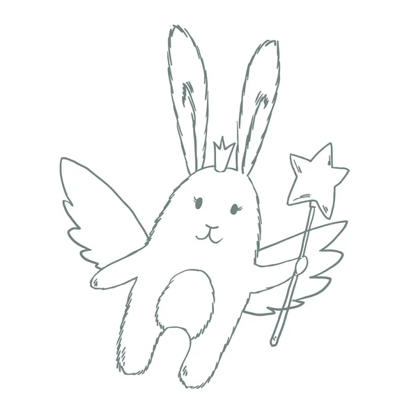 Mignon lapin princesse fée — Image vectorielle