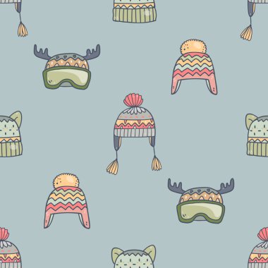 Kış şapka seamless modeli