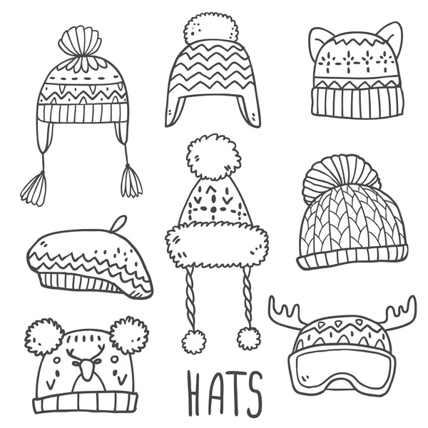 Graziosi cappelli invernali set — Vettoriale Stock
