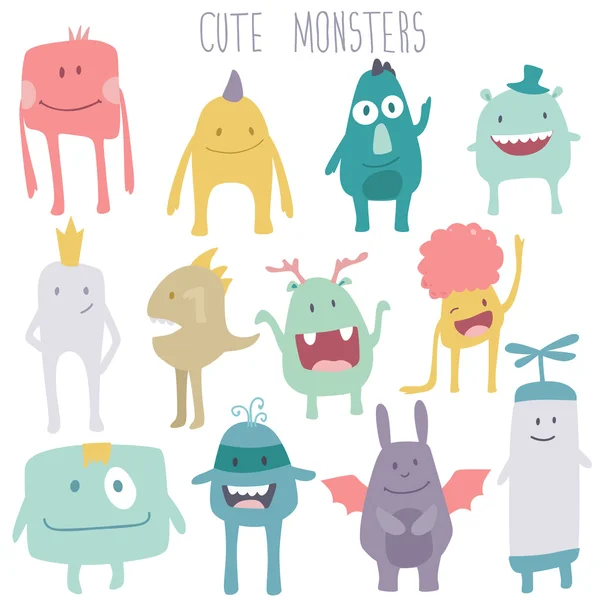 Monstres mignons ensemble — Image vectorielle