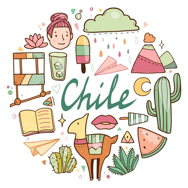 Set of travel Chile icons — Stock Vector