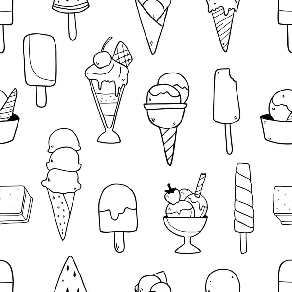 Patrón de helados dibujados a mano — Vector de stock