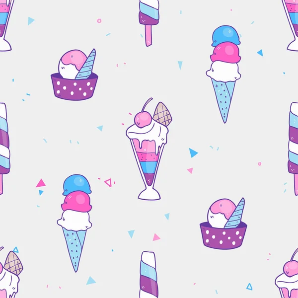 手绘冰淇淋的模式 — 图库矢量图片