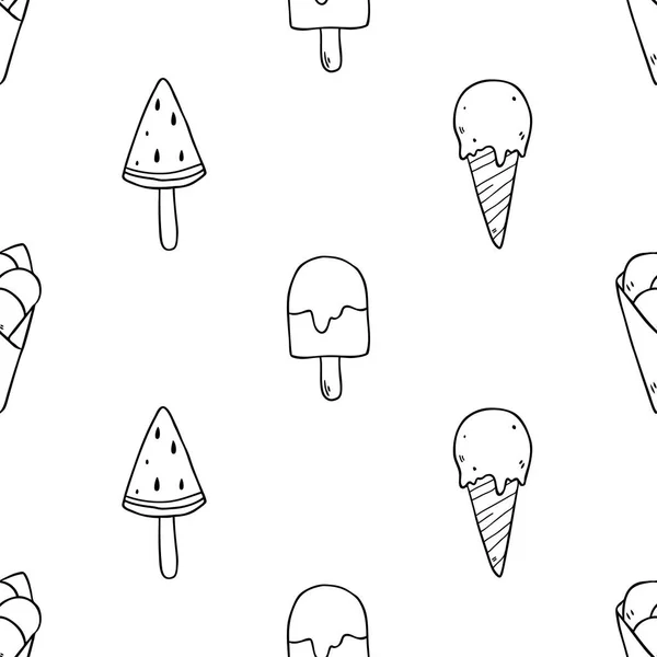 Patrón de helados dibujados a mano — Vector de stock