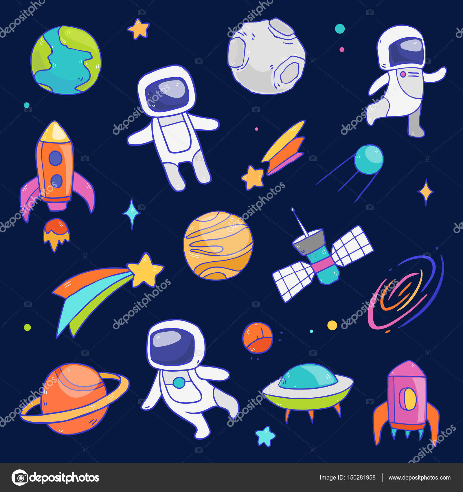 Astronautas dibujo animado Imágenes Vectoriales, Gráfico Vectorial de Astronautas  dibujo animado | Depositphotos