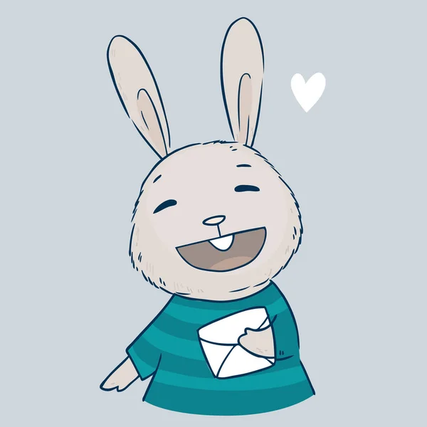 Lapin dessin animé avec carte postale — Image vectorielle