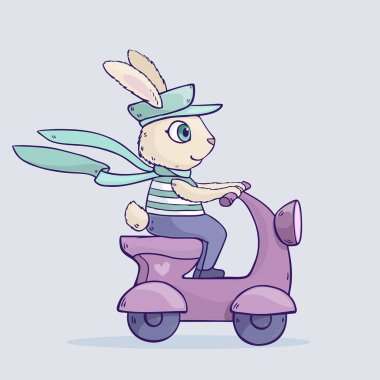karikatür tavşan sürüş scooter