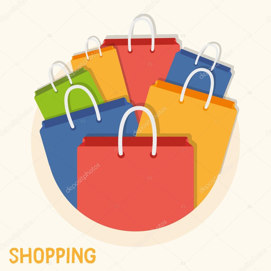 Circular shopping bags illustration. 