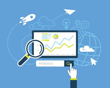 Analitik arama bilgi Web sitesi Seo optimizasyonu düz tasarım