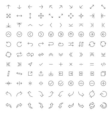 ince çizgi ok Icons set