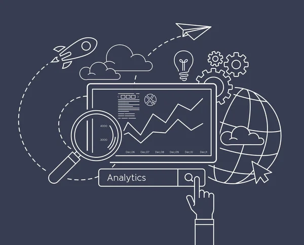 Плоский дизайн аналитической поисковой информации сайта SEO оптимизации — стоковый вектор