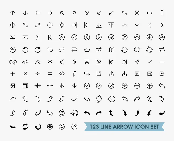 Ligne mince icônes fléchées ensemble — Image vectorielle