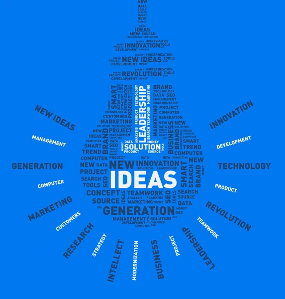 Vector word cloud idéer-lampa — Stock vektor