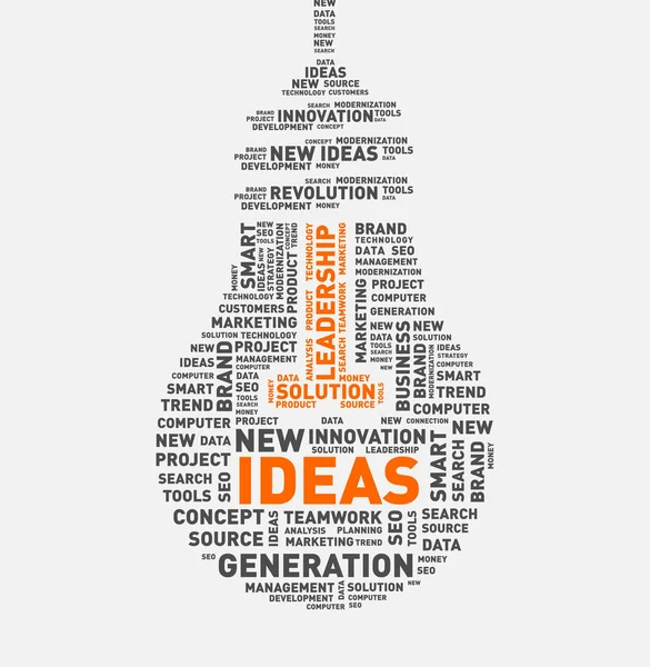 Vector word cloud idéer-lampa — Stock vektor