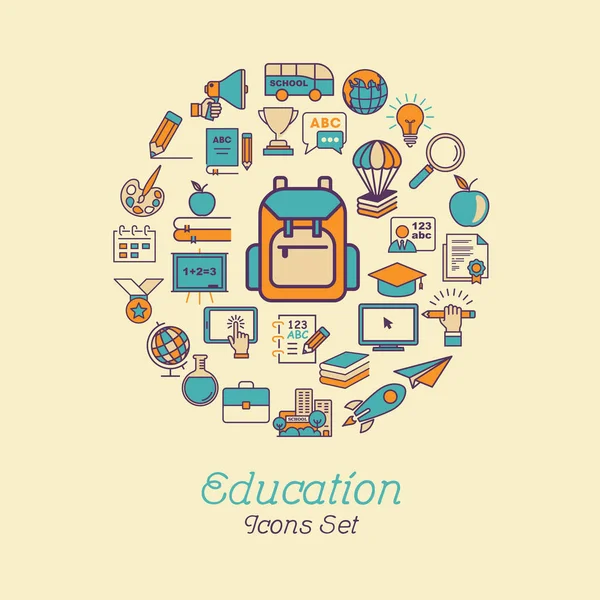 Education line icon set — Stock Vector