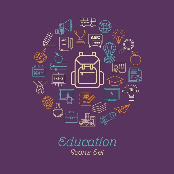 Education line icon set — Stock Vector