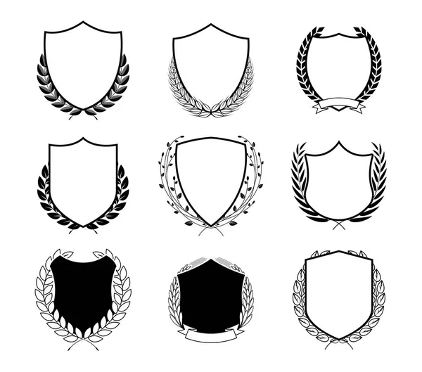 Laurel Wreath Vector Basic Black Collection — Stock Vector