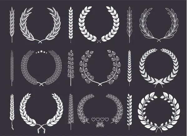 Collection de couronnes et de branches vectorielles Laurel — Image vectorielle