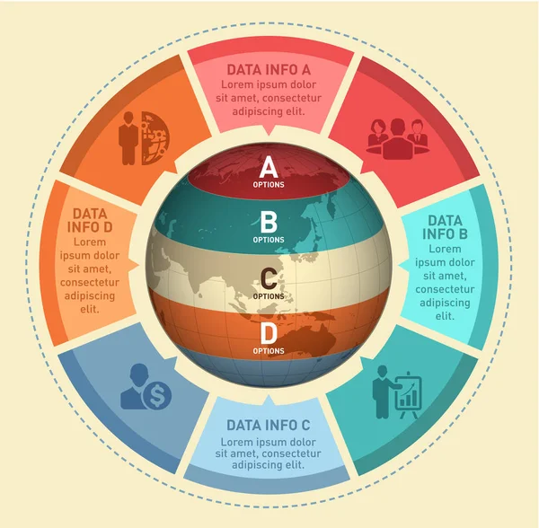 Carte du monde infographie vectorielle design. Modèle de conception infographique, bannière de terre . — Image vectorielle