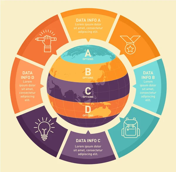 Světová mapa infografika vektorová design. Šablona návrhu infografiku, země nápis. — Stockový vektor