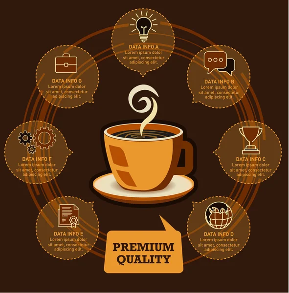 Kaffe kopp och Business Infographic vektor design. Infographic formgivningsmall. — Stock vektor
