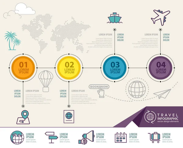 Elementi infografici con icone di viaggio. può essere utilizzato per viaggi infografici, web design, banner template . — Vettoriale Stock