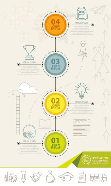 Infografika elementy z ikonami edukacji. mogą być używane dla edukacji infografikę, projektowanie stron internetowych, szablon transparent. — Wektor stockowy