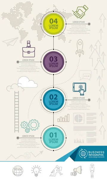 Elementos infográficos com ícones de negócios. pode ser usado para infográfico de educação, web design, modelo de banner . —  Vetores de Stock