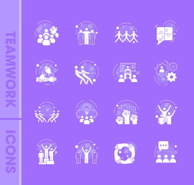 Flat line design style of team work icon set. Vector stock illustration. clipart