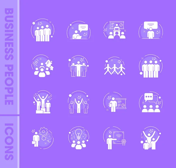 Flat Line Design Style Business People Icon Set Vector Stock — Stock Vector