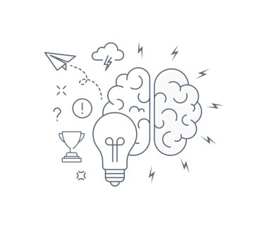 Vektör düz çizgi tasarım simgesi. Web tasarımı, pazarlama ve baskı materyalleri için beyin fırtınası konsepti. Stok illüstrasyonu.