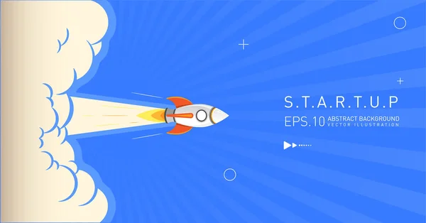 Concepto Startup Empresarial Diseño Plano Cohete Lanzamiento Vector Ilustración — Vector de stock