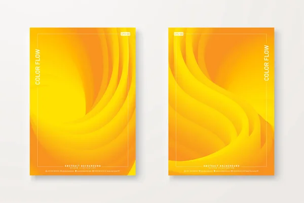 クリエイティブポスター 黄色の流体形状の背景 抽象的な液体形状の背景を持つパンフレットスタイルのセット トレンディな動的3Dグラデーション図形ベクトルストックイラスト — ストックベクタ