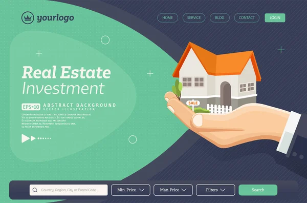 Landing Page Stile Progettazione Del Concetto Marketing Immobiliare Modello Progettazione — Vettoriale Stock