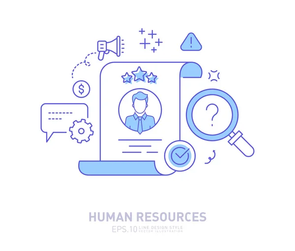 Human Resources Vector Line Design Style Isolated Icon Pictogram Vybraní — Stockový vektor