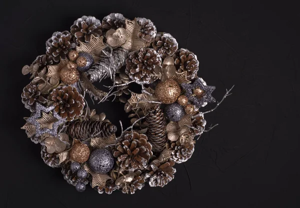 Christmas Wreath on the black background