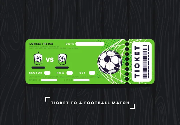 Vector Illustratie Van Een Voetbalwedstrijd Ticket Template Liggend Een Donkere — Stockvector