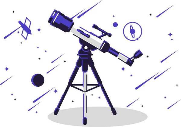 Ilustración Vectorial Telescopio Espacial Profesional — Vector de stock