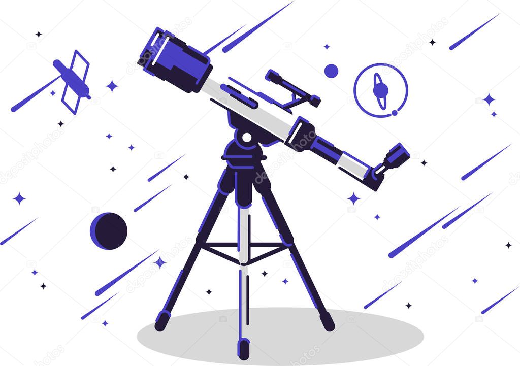 Vector illustration of a professional space telescope