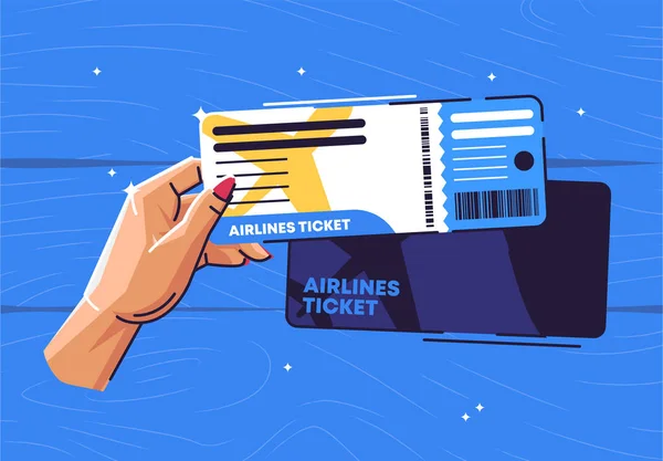 Εικονογράφηση Διανύσματος Χεριού Που Κρατά Αεροπορικό Εισιτήριο — Διανυσματικό Αρχείο