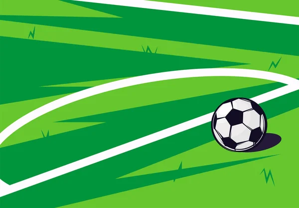 Vektor Illustration Eines Auf Grünem Gras Liegenden Fußballballs Teil Eines — Stockvektor