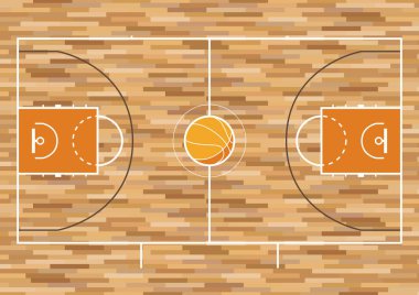 Basketbol sahası vektör görüntü, üst görünüm, mahkeme devresi
