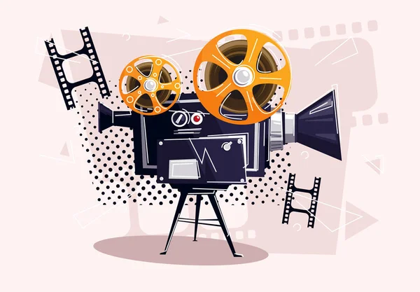 Vector Illustration Retro Movie Camera — Stock Vector