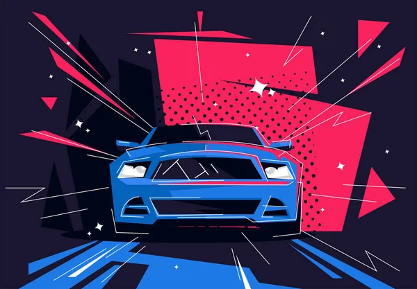 Vektor Illustration Eines Sportwagens Frontansicht — Stockvektor