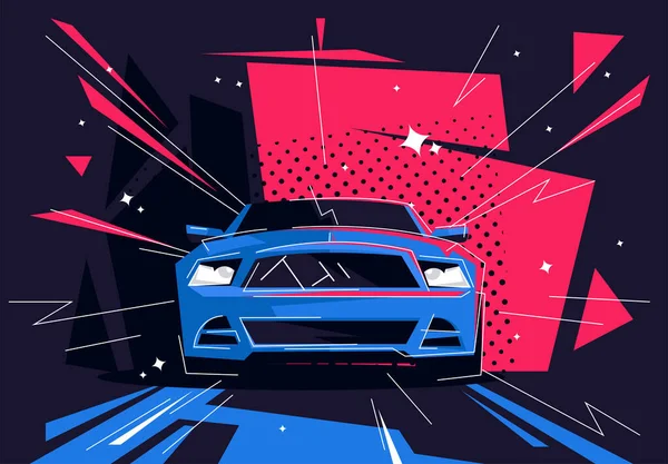 Ilustración Vectorial Coche Deportivo Vista Frontal — Archivo Imágenes Vectoriales