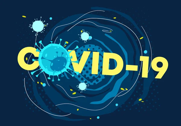Covid Yazıtındaki Bir Koronavirüs Molekülünün Vektör Çizimi — Stok Vektör