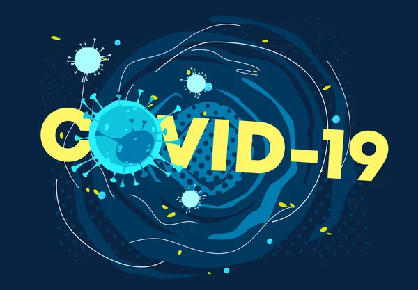   Covid-19 yazıtındaki bir koronavirüs molekülünün vektör çizimi